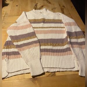 aeropostale oversized pink purple and yellow striped sweater